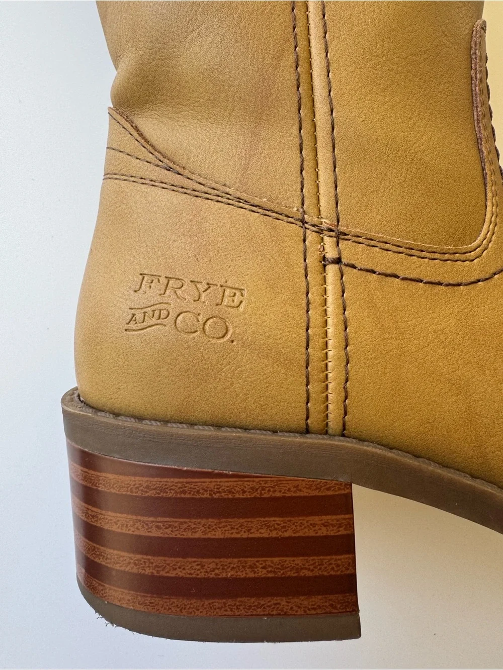 Frye and Co Miranda 14 Tan Faux Leather Mid-Calf Girl’s Boots size 3